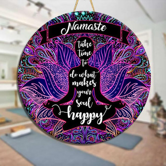 Home Yoga Studio Custom Round Wood Sign - Thegiftio UK