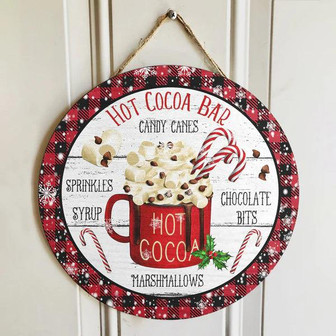 Hot Cocoa Round Wooden Door Sign - Thegiftio UK