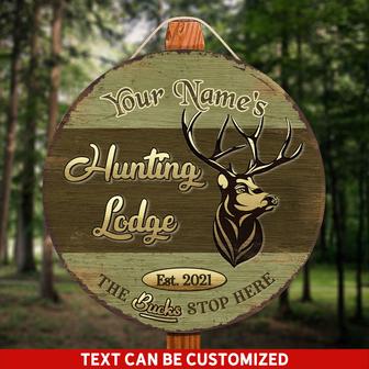 Hunting Lodge Custom Round Wood Sign - Thegiftio UK