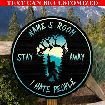 I Hate People Custom Round Wood Sign - Thegiftio UK
