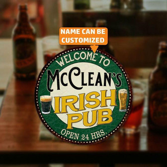 Irish Pub Custom Round Wood Sign - Thegiftio