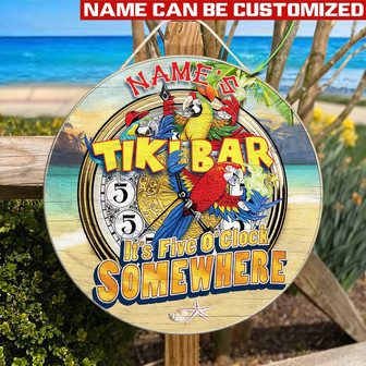 Its Five Olock Somewhere Tiki Bar Custom Round Wood Sign - Thegiftio UK