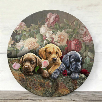 Labrador Retriever Round Wood Sign - Thegiftio UK