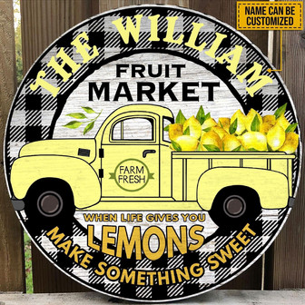 Lemon Life Gives You Custom Round Wood Sign - Thegiftio UK