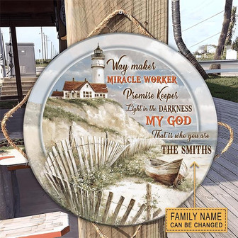 Lighthouse Waymaker Custom Round Wood Sign Home Decoration - Thegiftio UK