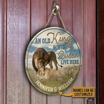 Lion Old Couple Live Her Custom Round Wood Sign - Thegiftio UK