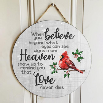 Love Never Die Bird Sign Memorial Quote Round Wood Sign - Thegiftio