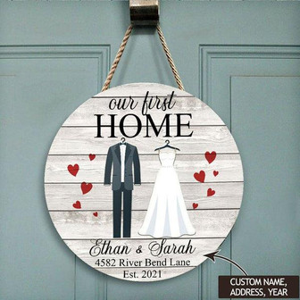 Love Wedding Our First Home Wedding Gift Custom Round Wood Sign - Thegiftio UK