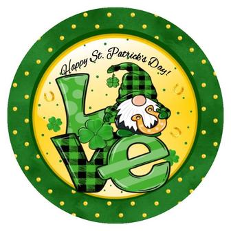 Lucky Green Gnome St Patricks Day Round Wood Sign Home Decoration Waterproof - Thegiftio UK