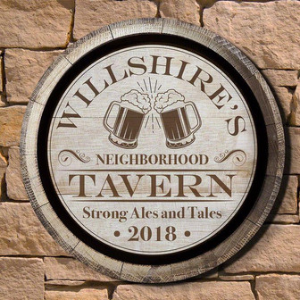Neighborhood Tavern Custom Round Wood Sign - Thegiftio UK