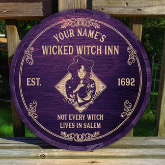 Not Every Witch Lives In Salem Custom Round Wood Sign - Thegiftio UK