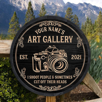 Photographer Art Gallery Custom Round Wood Sign - Thegiftio UK