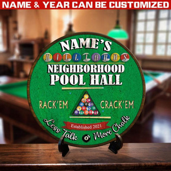 Pool Hall Custom Round Wood Sign - Thegiftio UK