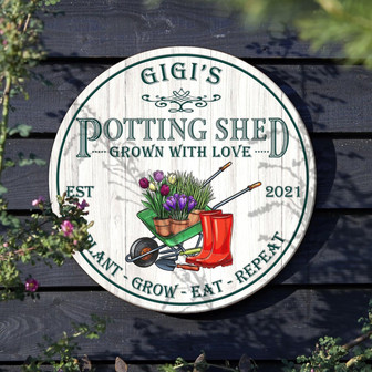 Potting Shed Decors Custom Round Wood Sign - Thegiftio UK