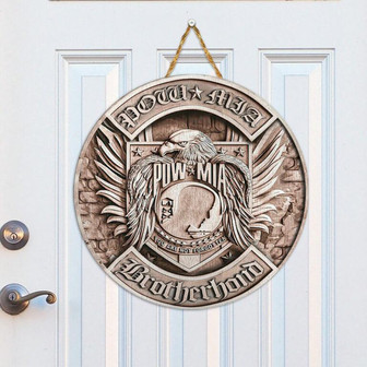 Pow Mia Round Wood Sign - Thegiftio UK