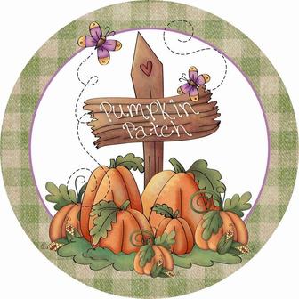 Pumpkin Patch Fall Round Wood Sign - Thegiftio UK
