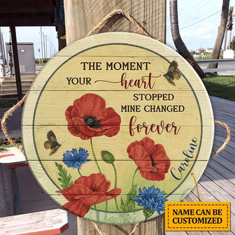 Red Flowers Mine Changed Custom Round Wood Sign - Thegiftio UK