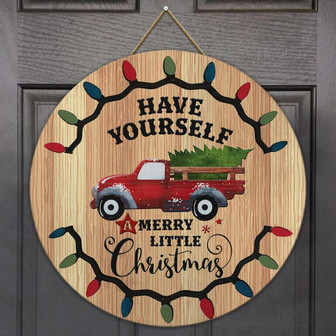 Red Truck Round Wood Sign - Thegiftio UK