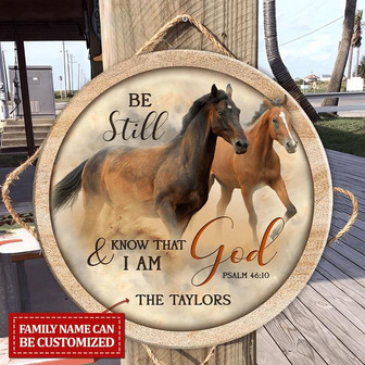 Rise And Run God Horses Custom Round Wood Sign Home Decoration - Thegiftio