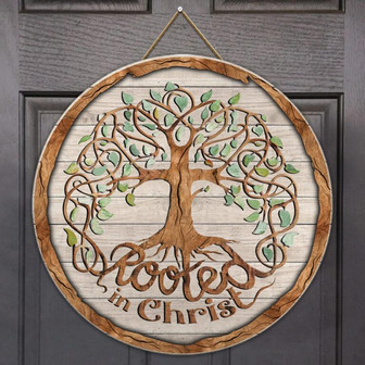 Roosted In Christ Round Wood Sign - Thegiftio UK