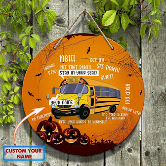 School Bus Driver Custom Round Wood Sign - Thegiftio UK