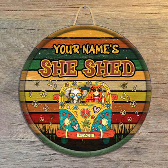 She Shed Custom Round Wood Sign - Thegiftio UK