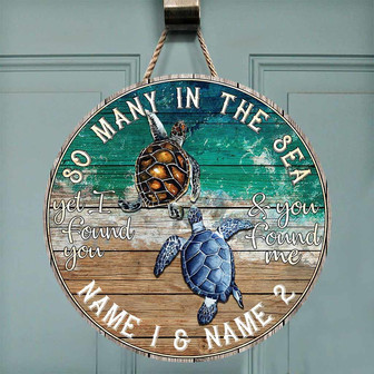 So Many In The Ocean Turtle Custom Round Wood Sign - Thegiftio UK