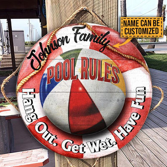 Swimming Pool Have Fun Custom Round Wood Sign - Thegiftio UK