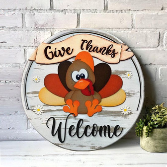 Thanksgiving Gift Round Wood Sign - Thegiftio
