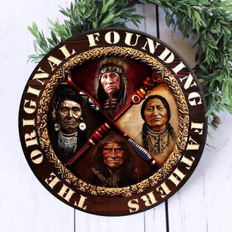 The Original Founding Fathers Round Wood Sign - Thegiftio UK