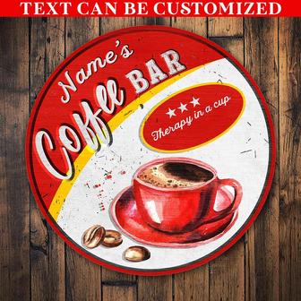Therapy In A Cup Of Coffee Custom Round Wood Sign - Thegiftio UK