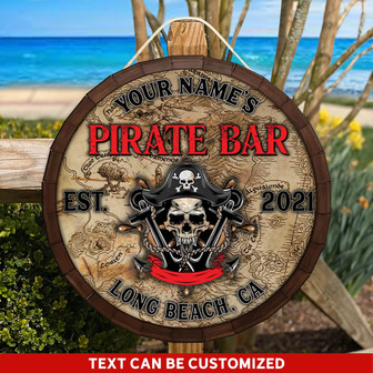 Tiki Bar Custom Round Wood Sign - Thegiftio UK