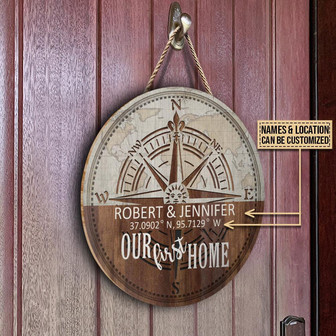 Travel Couple First Home Custom Round Wood Sign - Thegiftio UK