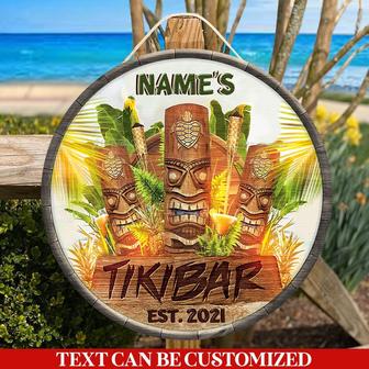 Tropical Tiki Statue Custom Round Wood Sign - Thegiftio UK