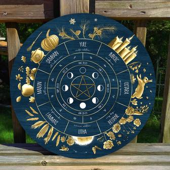Wheel Of The Year Round Wood Sign - Thegiftio