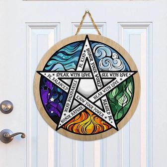 Wicca Spells Witch Pagan Halloween Round Wood Sign - Thegiftio