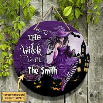Witch Halloween Custom Round Wood Sign - Thegiftio