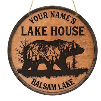 Wooden Lake House Custom Round Wood Sign - Thegiftio
