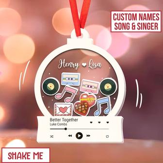 Personalized Couple Song Wooden Ornament Music Lover Valentine Gift | Mazezy