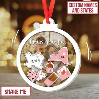 Personalized Long Distance Couple Photo Wooden Ornament Valentine Gift | Mazezy
