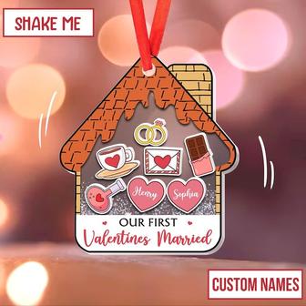Personalized Our First Valentine Married Wooden Ornament Valentine Gift | Mazezy