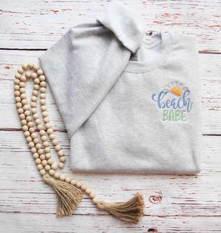Beach Babe Embroidered Sweatshirt Crewneck Sweatshirt For Family | Mazezy