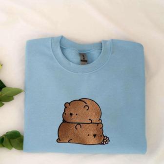 Bear Embroidered Sweatshirt Crewneck Sweatshirt For Men And Women | Mazezy