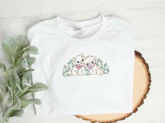 Cat Embroidered Sweatshirt, Cottagecore Sweatshirt, Gift For Cat Lover | Mazezy