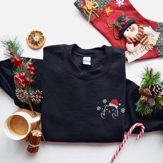 Christmas Cat Embroidered Sweatshirt, Funny Sarcastic Sweatshirt For Cat Lover | Mazezy AU