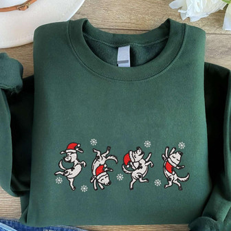 Christmas Dogs Embroidered Sweatshirt, Best Gift For Dog Lover | Mazezy
