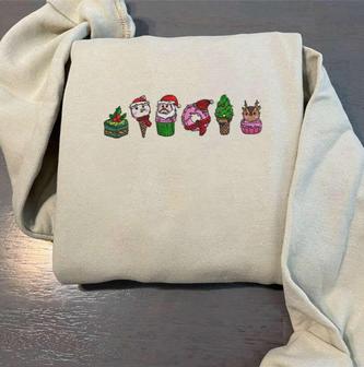 Christmas Funny Embroidery Sweatshirt Crewneck Sweatshirt Gift For Family | Mazezy