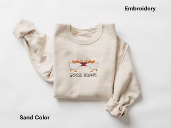 Christmas Goose Bumps Embroidery Sweatshirt, Goose Bumps Sweatshirts For Family | Mazezy