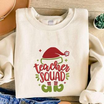 Christmas Teacher Squad Embroidered Sweatshirt, Best Gift For Family | Mazezy