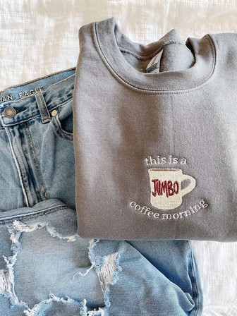 Coffee Morning Embroidered Sweatshirt Crewneck Sweatshirt For Men Women | Mazezy